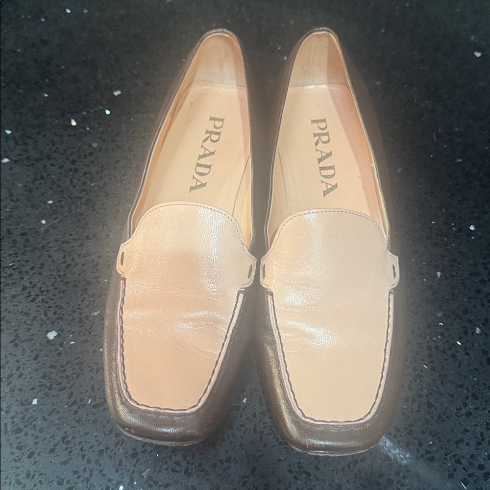 Prada Women's Tan and Dark Brown Loafers - Picture 6 of 7